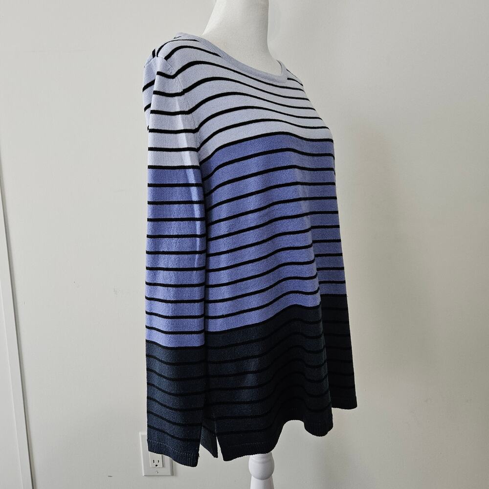 Croft & Barrow Size M Grey Blue Block Striped Acrylic Knit Sweater Top Shirt - Picture 9 of 16